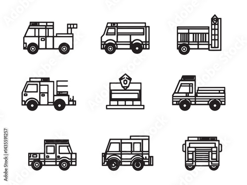 Fire Station line art icon creative graphic design