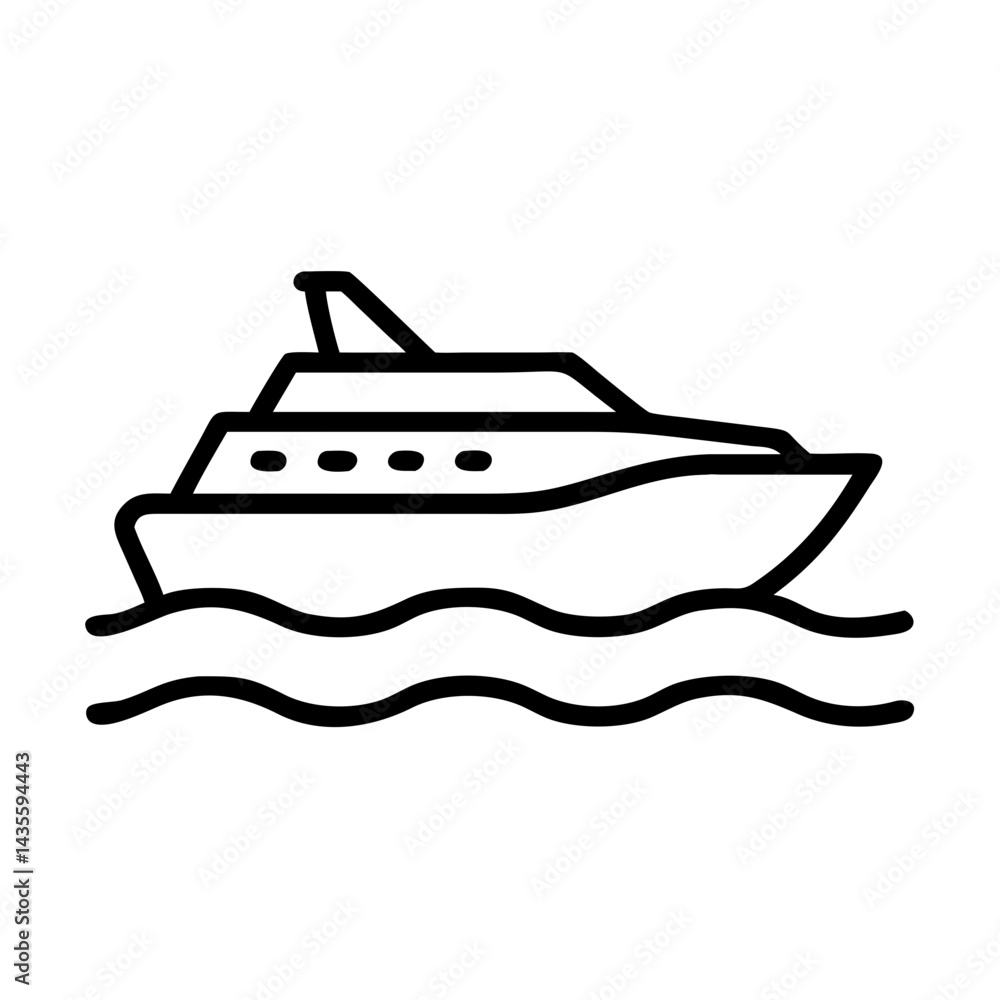 Yacht sailing on waves in a minimalist line art style Yacht sailing on waves in a minimalist line art style