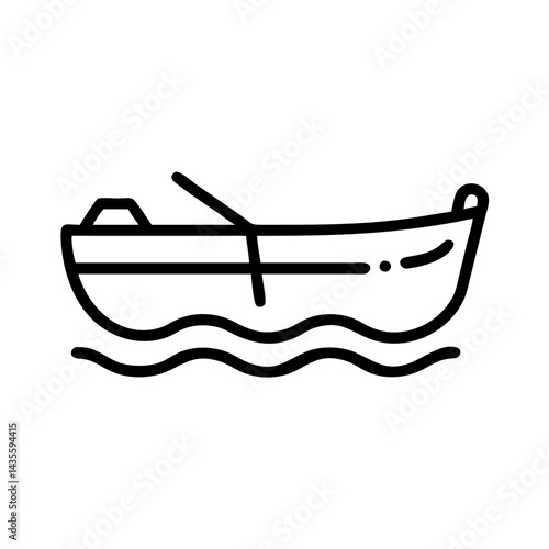 Isolated lifeboat outline design on calm water  