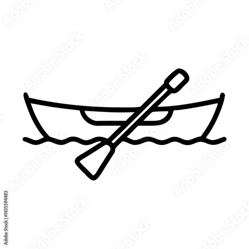isolated canoe with paddle on water  