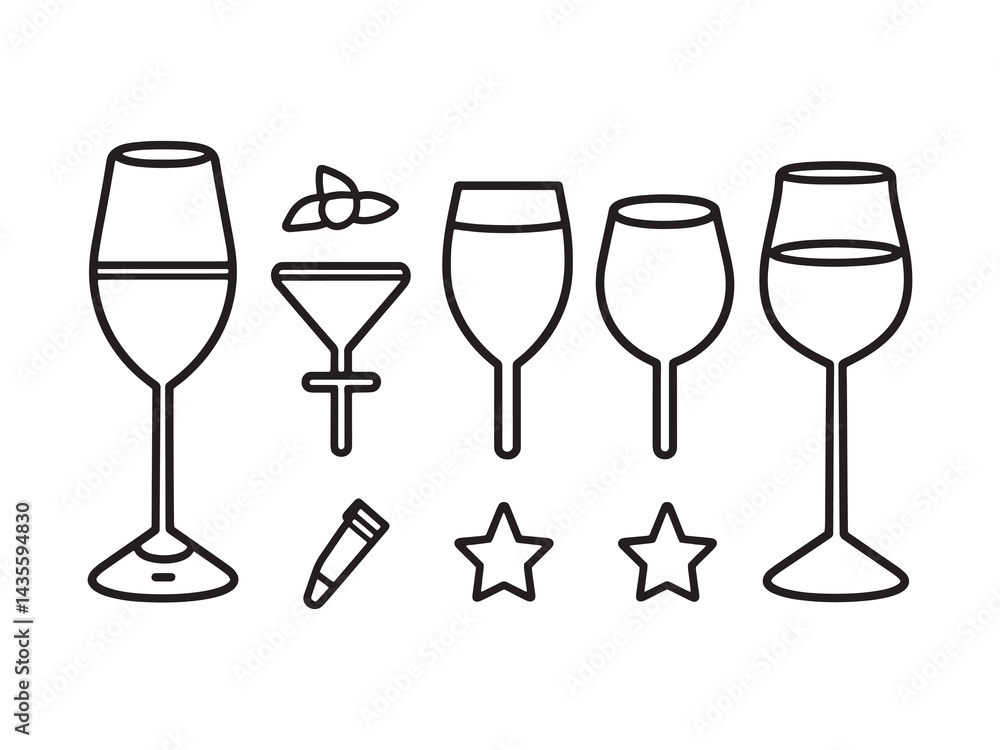 Five-Star Restaurant Menu Line Art Icon Design Five-Star Restaurant Menu Line Art Icon Design