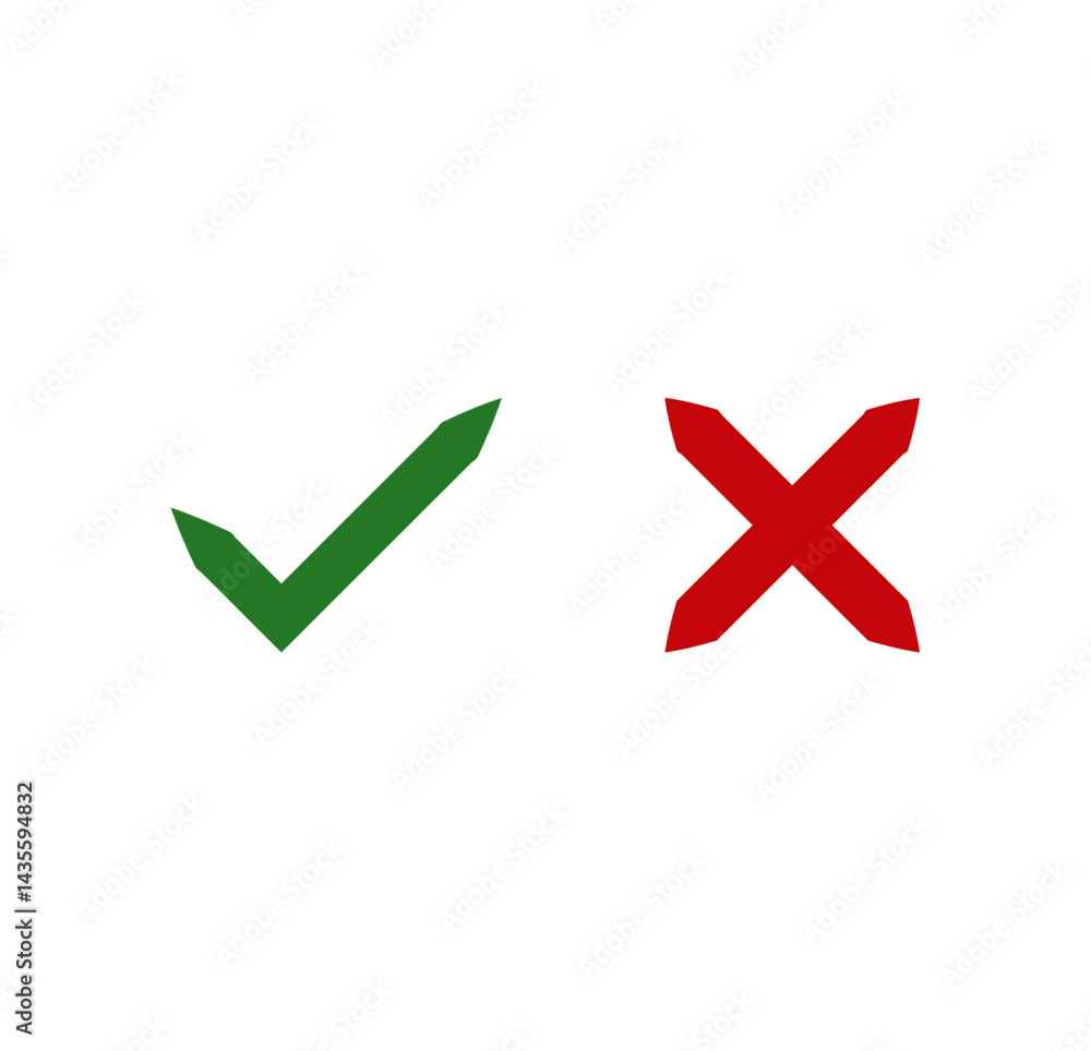 tick and cross sign. green checkmark and red Crossmark tick and cross sign. green checkmark and red Crossmark