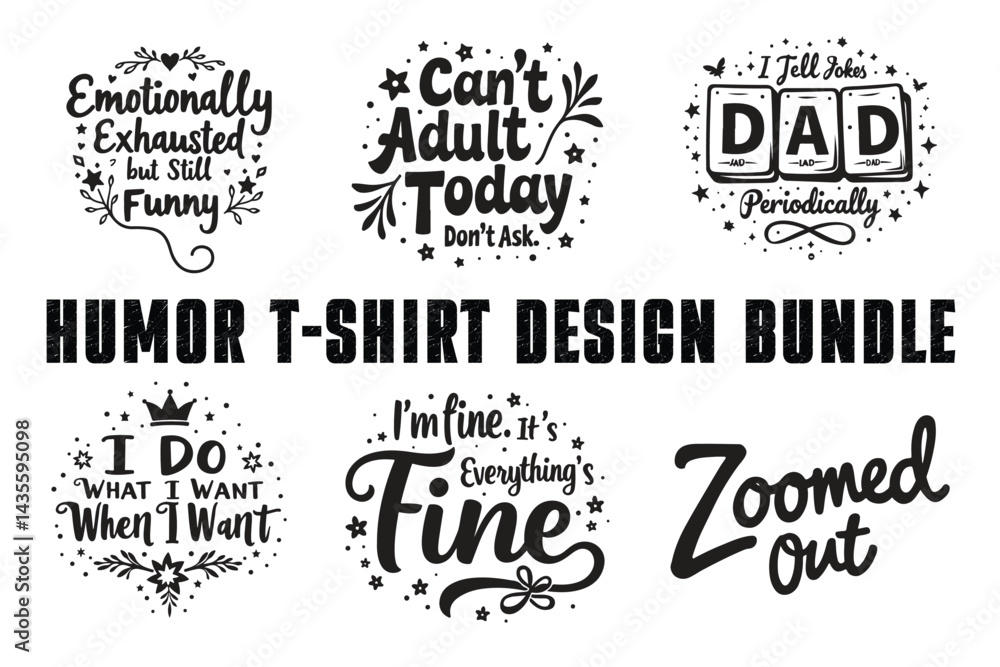 Fototapeta premium Humor T-Shirt Design Bundle