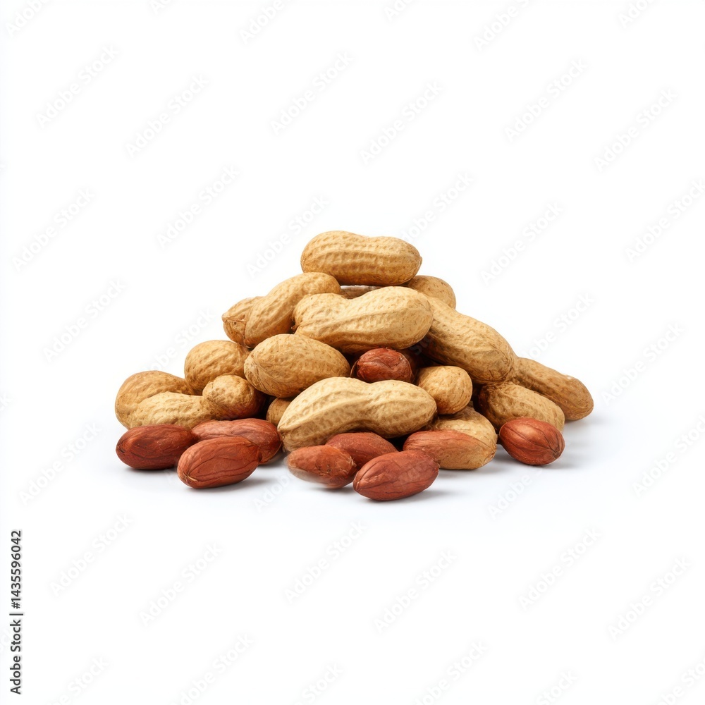 Pile of peanuts and shells isolated on white background Pile of peanuts and shells isolated on white background