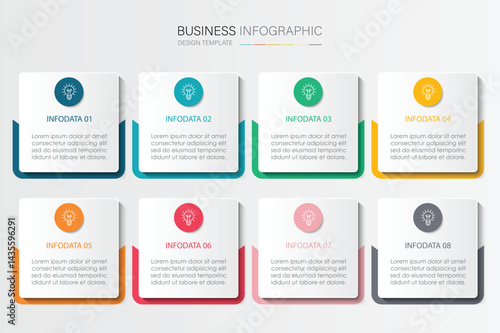infographic vector illustration with 3, 8, 5, 6 steps, infographic template design. Can be used for process diagrams, presentations, workflows.