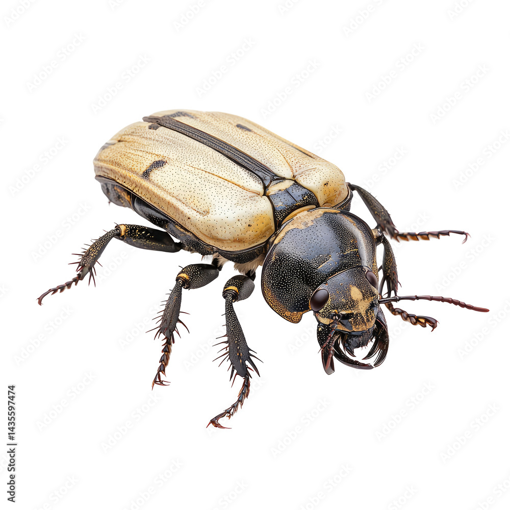 Naklejka premium Cream and black beetle, detailed view