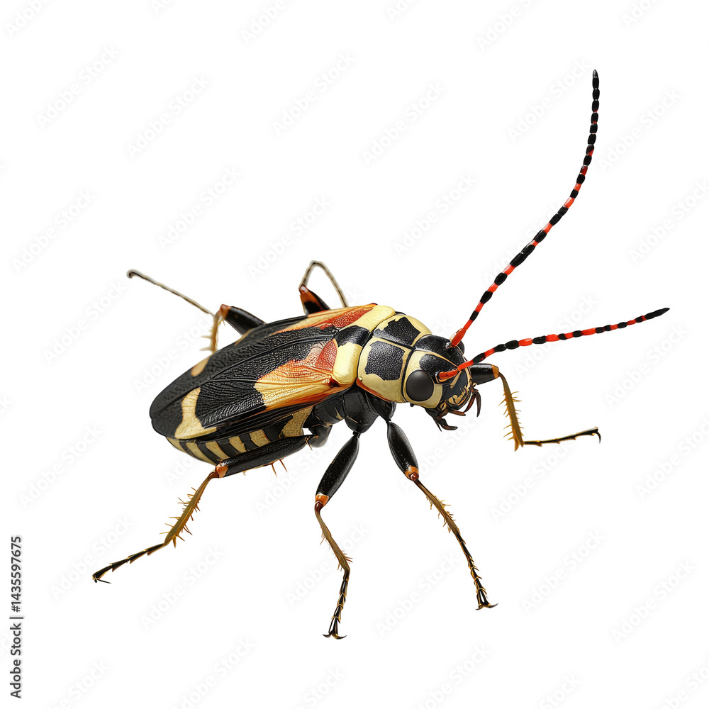 Fototapeta premium Detailed image of a colorful longhorn beetle