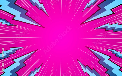 Empty comic cartoon thunder flash background. vector illustration