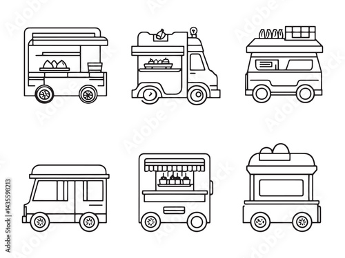 Food Truck line art icon minimal outdoor kitchen