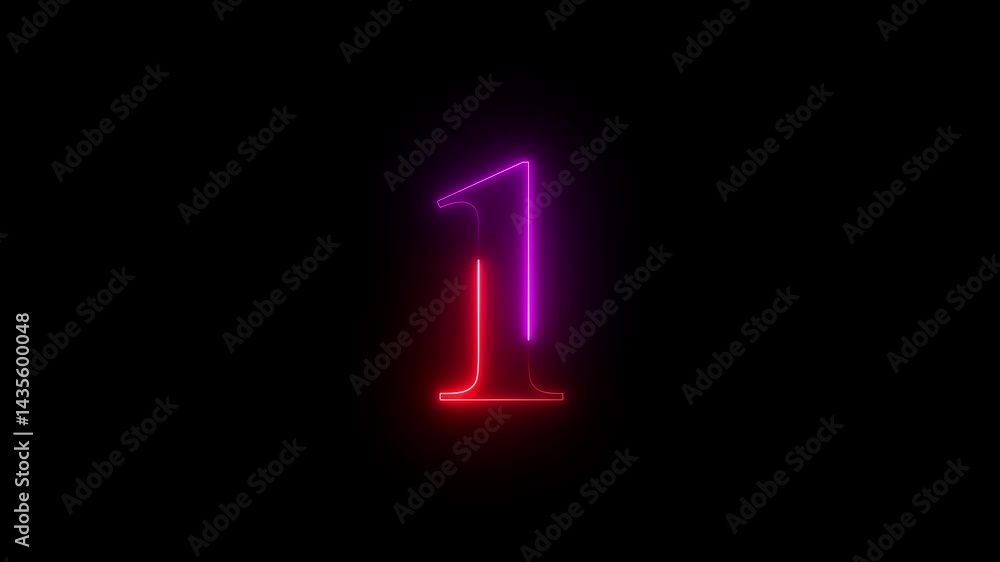 neon text 1 number countdown icon background 4k animation. neon text 1 number countdown icon background 4k animation.