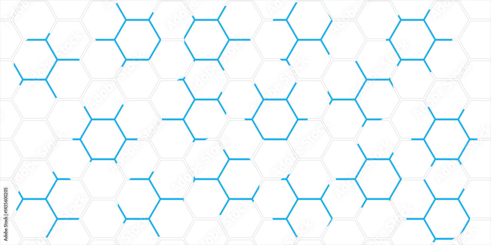 Fototapeta premium Abstract blue hexagonal pattern with a seamless geometric design and metallic texture