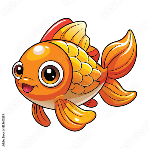 Cute cartoon goldfish
