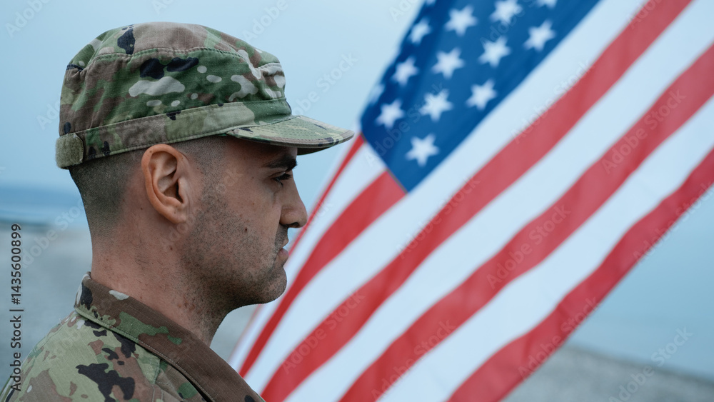 A Proud Soldier Saluting The USA Flag