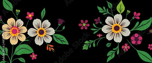Wallpaper Mural Vibrant, stylized floral pattern on dark background, trendy, illustration Torontodigital.ca