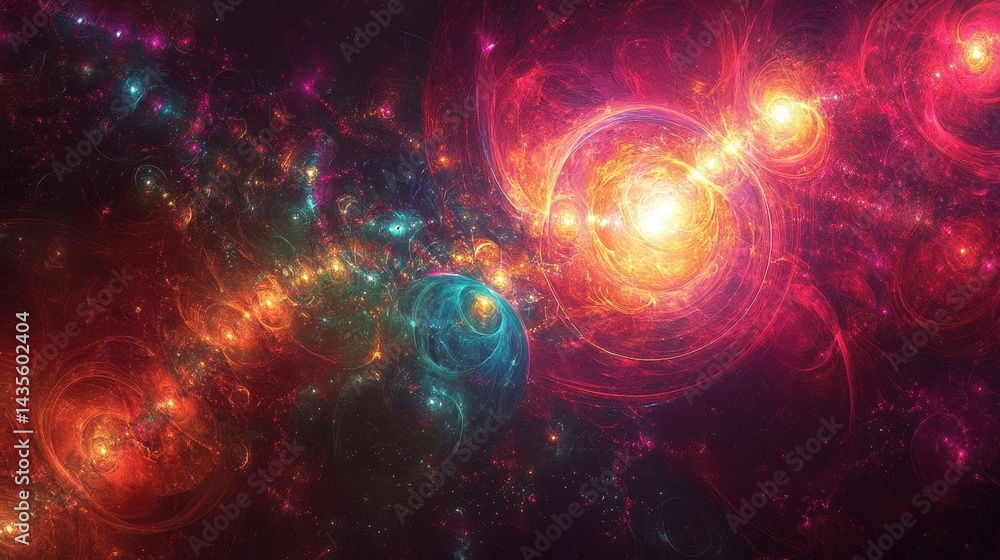 Fototapeta premium cosmic nebula vibrant galaxy stellar collision celestial dance f