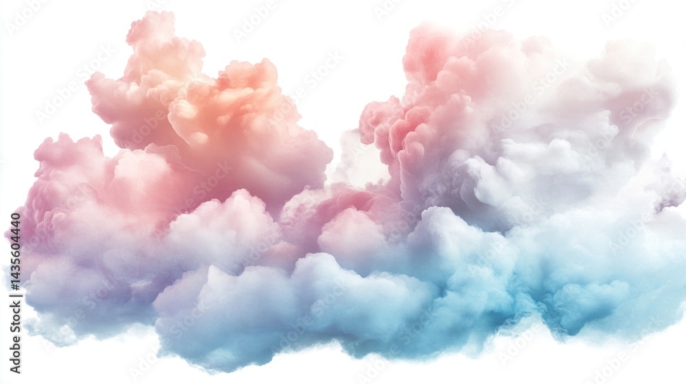 Pastel-colored clouds isolated on white background. Pastel-colored clouds isolated on white background.
