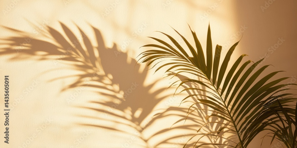 Modern tropical palm frond shadow with depth and clarity Modern tropical palm frond shadow with depth and clarity