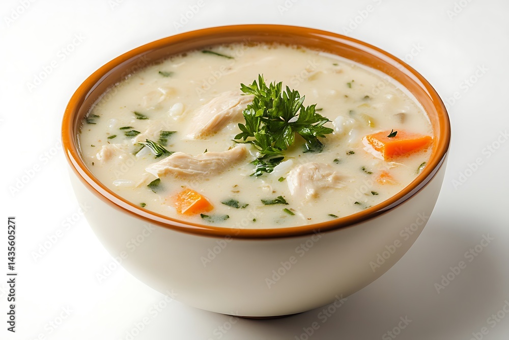 3D Bowl of Creamy Chicken and Rice Soup 3D Bowl of Creamy Chicken and Rice Soup