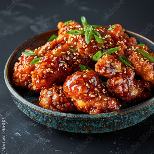 Delicious, savory, crispy fried chicken dish with glaze.