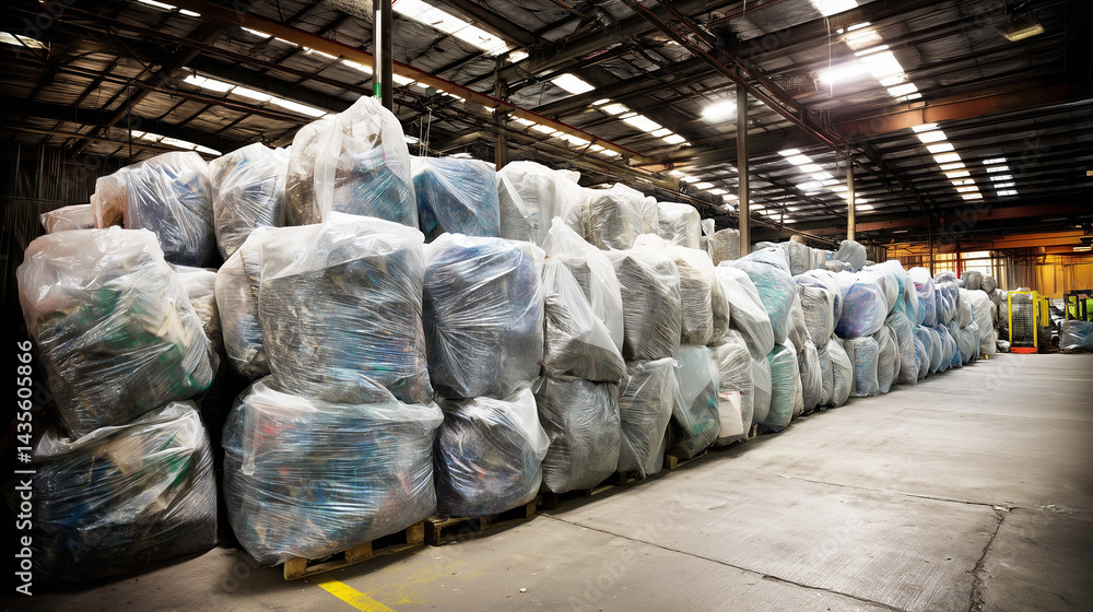 Under a tarpaulin in the back corner of a warehouse a pile of sealed plastic bags is barely visible