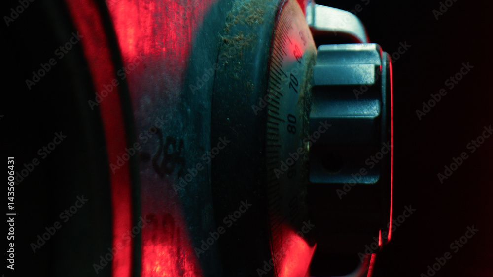 Red Lights From Alarm on A Metal Strongbox