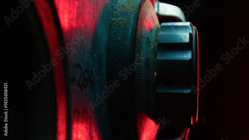 Obraz na płótnie Red Lights From Alarm on A Metal Strongbox w salonie