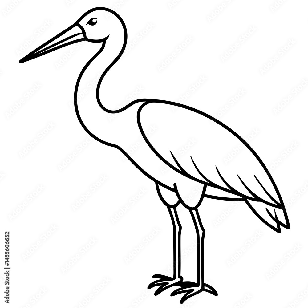 Obraz premium Modern Stork Outline Vector