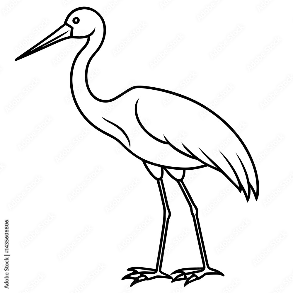 Naklejka premium Modern Stork Outline Vector