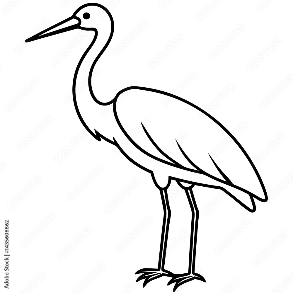 Obraz premium Modern Stork Outline Vector