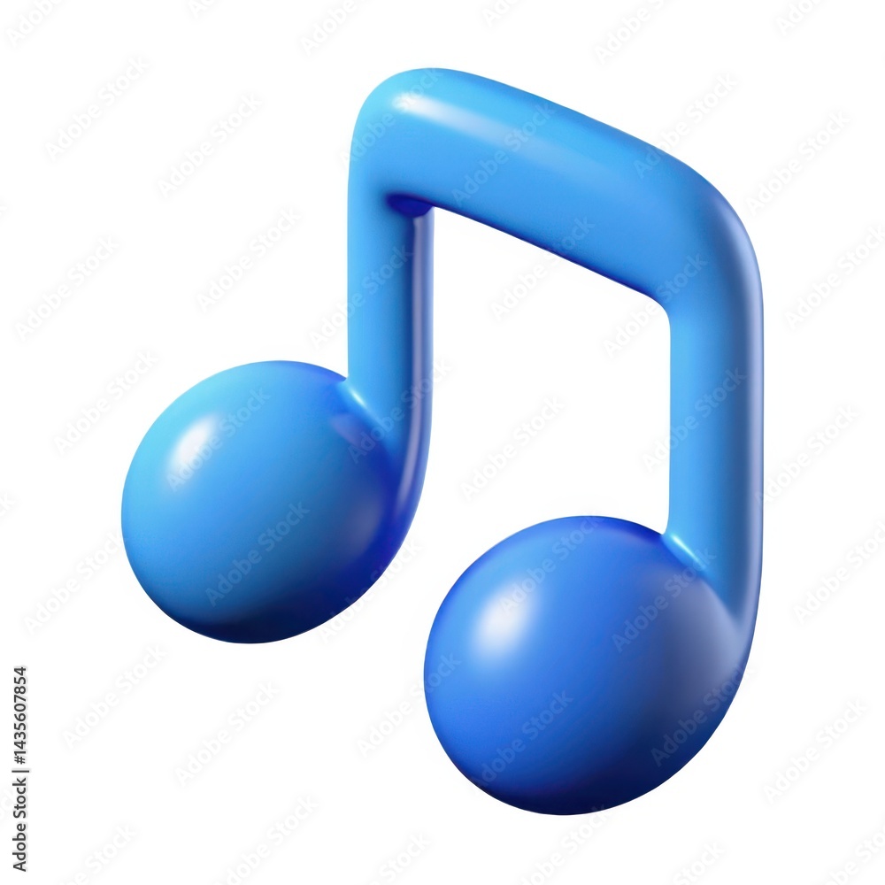 Blue musical note symbol rendering on white background Blue musical note symbol rendering on white background