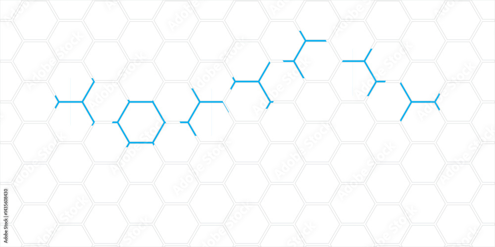 Naklejka premium Abstract blue hexagon background displays a seamless honeycomb pattern with a metallic texture and geometric hexagonal shapes