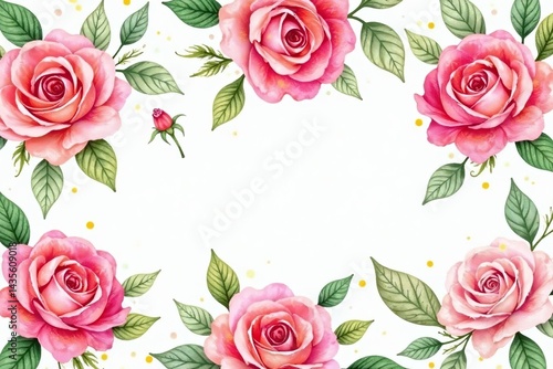 Wallpaper Mural Delicate watercolor roses & leaves, repeating pattern , spring, watercolor pattern, pattern Torontodigital.ca