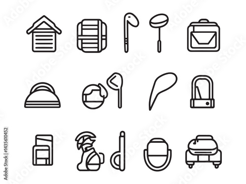 Gated Golf Course line art icon vector design