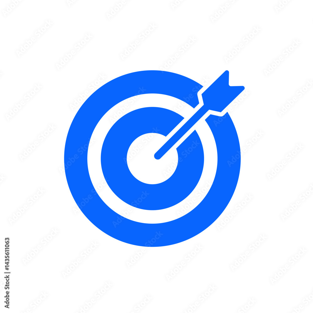 Bold blue bullseye target icon symbolizing goal achievement, accuracy, and strategy. Bold blue bullseye target icon symbolizing goal achievement, accuracy, and strategy.