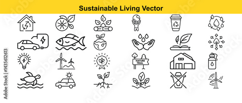 Sustainable Living Vector Icon Collection