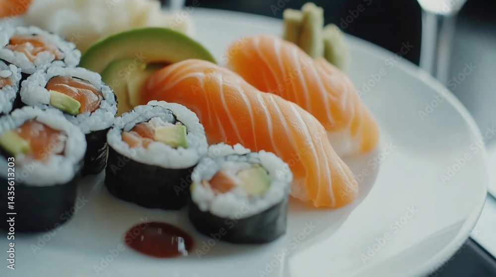 Delectable Salmon Sushi Platter: A Culinary Masterpiece Delectable Salmon Sushi Platter: A Culinary Masterpiece