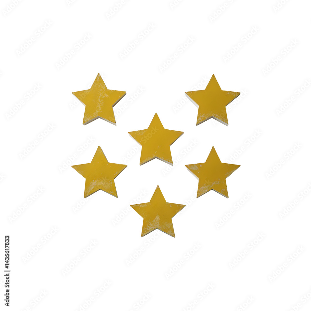 Decorative golden stars with a glossy finish and geometric shapes, five-pointed stars arranged symmetrically, isolated PNG with celestial motif Decorative golden stars with a glossy finish and geometric shapes, five-pointed stars arranged symmetrically, isolated PNG with celestial motif