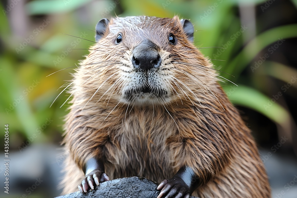 Fototapeta premium European beaver by dam