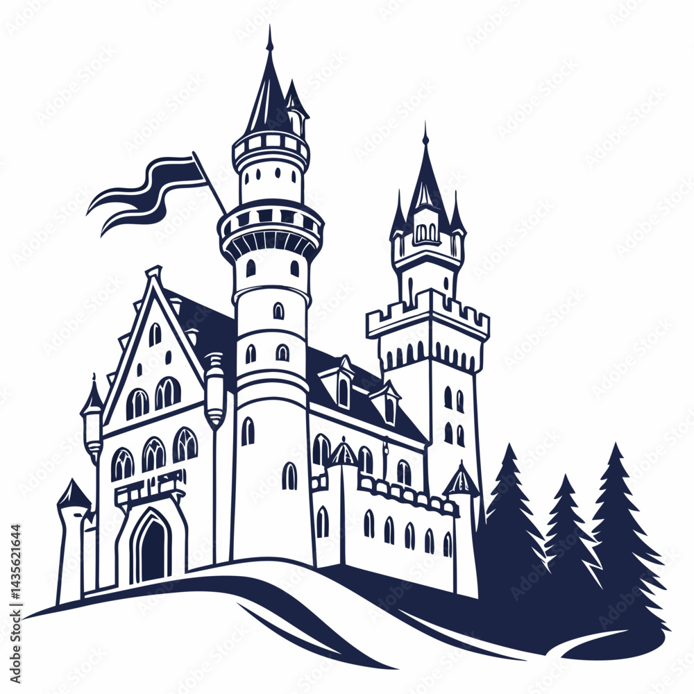 Obraz premium Castle Icon with festive, printable graphic designs for instant digital download.