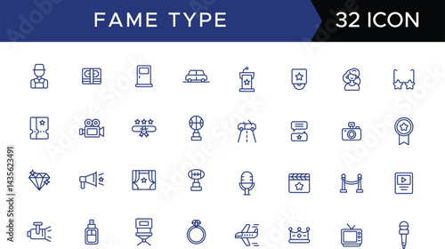 Fame type icons such as question mark, talk, answer, test, learning, joy, achievement vector template  