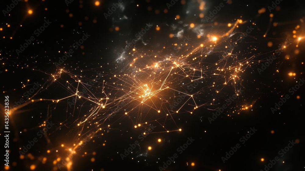 Obraz premium abstract network connection golden constellation
