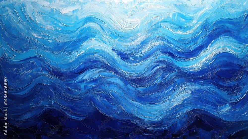 Obraz premium blue ocean waves abstract painting