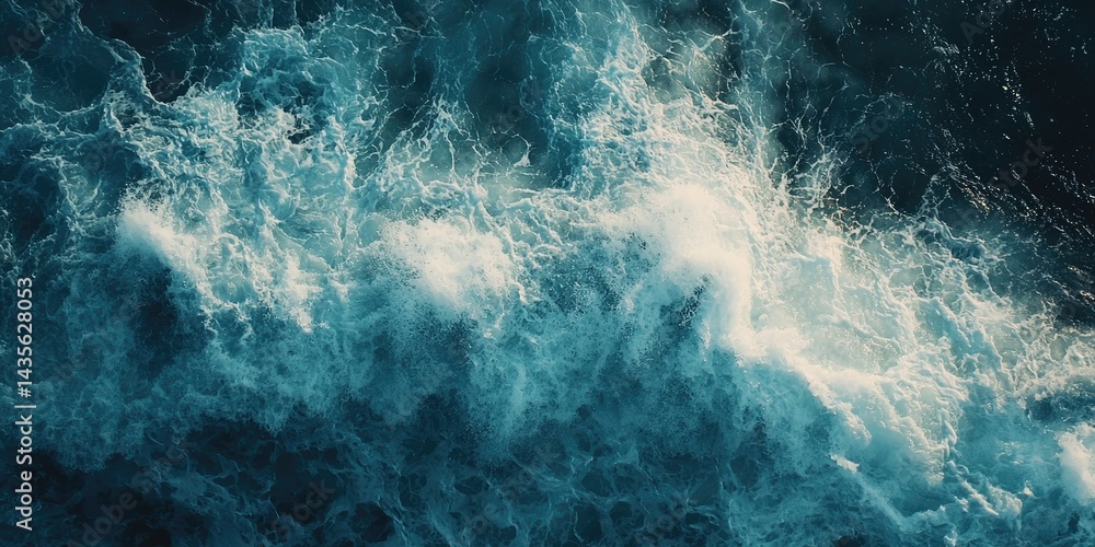 Fototapeta premium Powerful ocean waves crashing against the rocks.