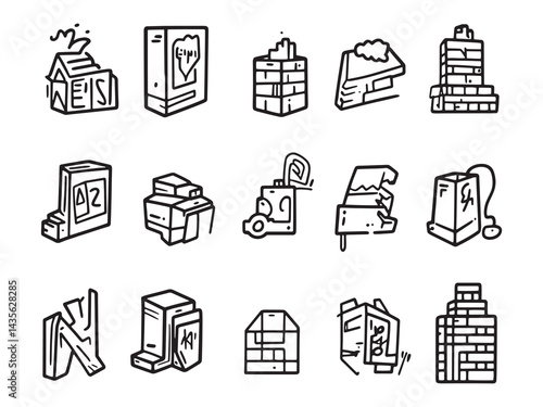 Graffiti Wall line art icon modern city mural