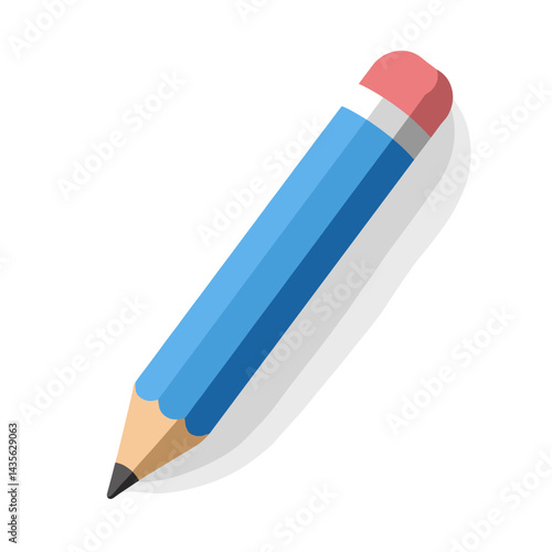Colored pencil with an eraser on the end on a simple background
