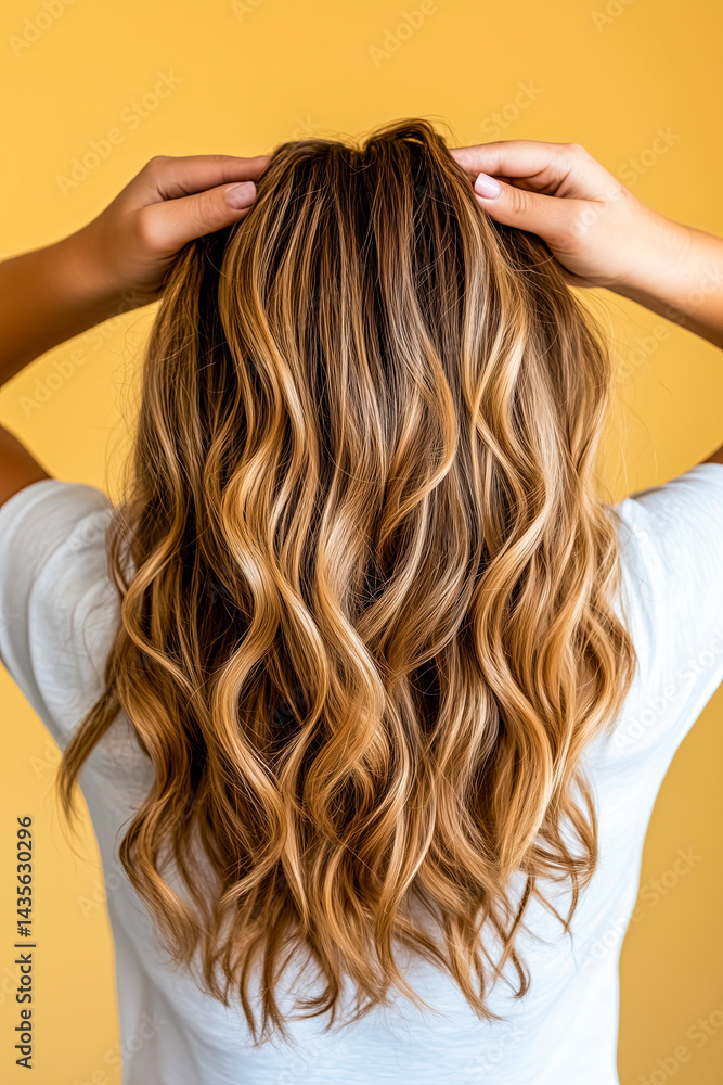 Fototapeta premium wavy blond hair back view