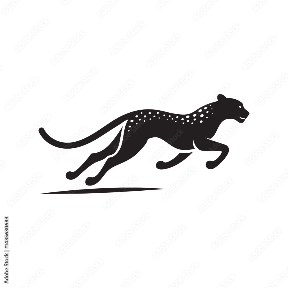 Naklejka premium Stopping Cheetah Skid Silhouette Vector