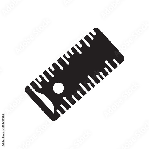 Ruler Silhouette Vector Illustration, Solid White Background.