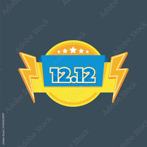 Blank Label 1212 date with thunder sign in isolated background