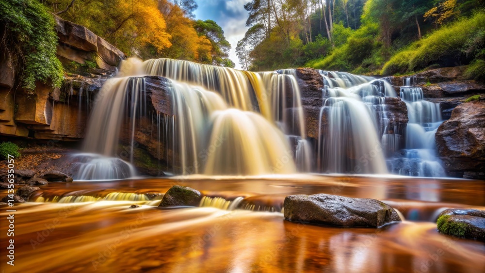 Fototapeta premium Cascading Waterfall in Autumn Forest